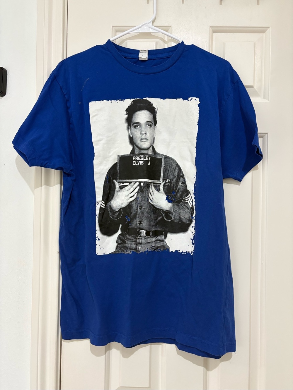 Elvis Presley Graphic Tee - Royal Blue Men's Shirt size large
